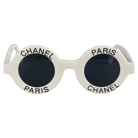 chanel paris white round sunglasses